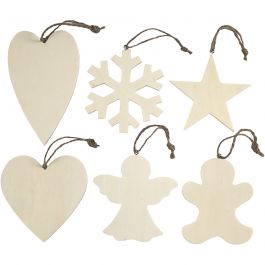 Weihnachtsaufhänger, Größe 9-11 cm, Dicke 4 mm, 6 Stk/ 1 Pck [HOB-564050]