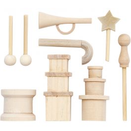 Kleine Gegenstände aus Holz, L 2-5,5 cm, 1 Pck [HOB-56918]