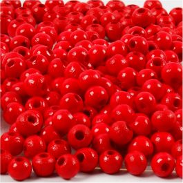 Holzperlen, D 5 mm, Lochgröße 1,5 mm, Rot, 6 g/ 1 Pck [HOB-570394]