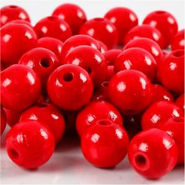 Holzperlen, D 12 mm, Lochgröße 3 mm, Rot, 22 g/ 1 Pck [HOB-570414]