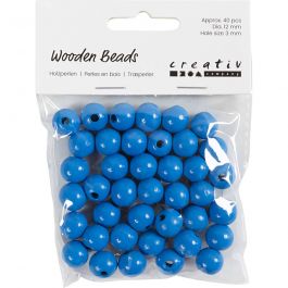 Holzperlen, D 12 mm, Lochgröße 3 mm, Blau, 22 g/ 1 Pck [HOB-570418]