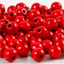 Holzperlen, D 8 mm, Lochgröße 2 mm, Rot, 15 g/ 1 Pck [HOB-570494]