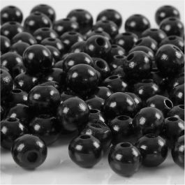 Holzperlen, D 8 mm, Lochgröße 2 mm, Schwarz, 15 g/ 1 Pck [HOB-570495]
