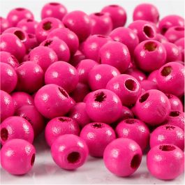 Holzperlen, D 8 mm, Lochgröße 2 mm, Pink, 80 Stck., 15 g/ 1 Pck [HOB-570496]