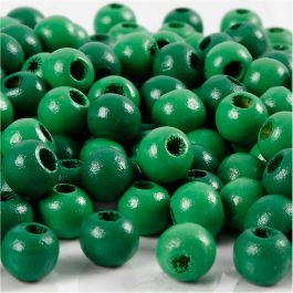 Holzperlen, D 8 mm, Lochgröße 2 mm, Grün, 15 g/ 1 Pck [HOB-570497]