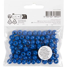 Holzperlen, D 8 mm, Lochgröße 2 mm, ca. 80 Stk, Blau, 15 g/ 1 Pck [HOB-570498]
