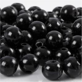 Holzperlen, D 10 mm, Lochgröße 3 mm, Schwarz, 20 g/ 1 Pck [HOB-570595]