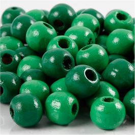 Holzperlen, D 10 mm, Lochgröße 3 mm, Grün, 20 g/ 1 Pck [HOB-570597]