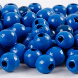 Holzperlen, D 10 mm, Lochgröße 3 mm, Blau, 20 g/ 1 Pck [HOB-570598]