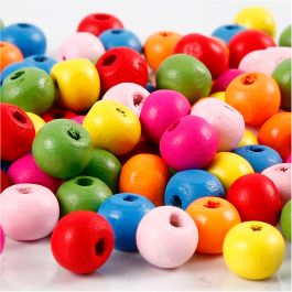 Holzperlen, D 8 mm, Lochgröße 1,5-2 mm, Sortierte Farben, 16 g/ 1 Pck [HOB-571060]