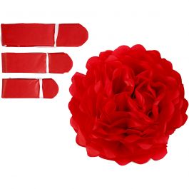 Seidenpapier-Pompons, D 20+24+30 cm, 16 g, Rot, 3 Stk/ 1 Pck [HOB-590003]