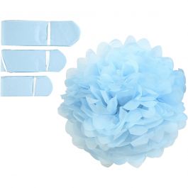 Seidenpapier-Pompons, D 20+24+30 cm, 16 g, Hellblau, 3 Stk/ 1 Pck [HOB-590008]