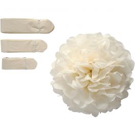 Seidenpapier-Pompons, D 20+24+30 cm, 16 g, Naturweiß, 3 Stk/ 1 Pck [HOB-590021]