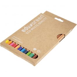 edu Green Jumbo-Buntstifte, Dicke 10 mm, Mine 5 mm, Sortierte Farben, 12 Stk/ 1 Pck [HOB-408112]