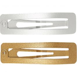 Haarspange, L 58 mm, B 16 mm, Gold, Silber, 4 Stk/ 1 Pck [HOB-600995]