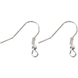 Ohrring-Haken, L 18 mm, Silber, 10 Stk/ 1 Pck [HOB-603020]