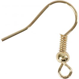 Ohrring-Haken, L 18 mm, Gold, 10 Stk/ 1 Pck [HOB-603040]