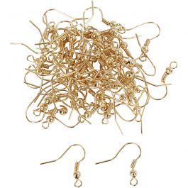 Ohrring-Haken, L 18 mm, Vergoldet, 100 Stk/ 1 Pck [HOB-603041]