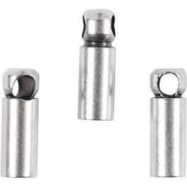 Endkappen, L 8 mm, D 2 mm, Versilbert, 10 Stk/ 1 Pck [HOB-604910]