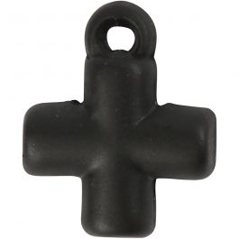 Kreuz, Größe 10x10 mm, Lochgröße 1,5 mm, Schwarz, 4 Stk/ 1 Pck [HOB-60587]