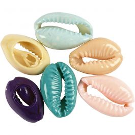Muschelperlen, L 20 mm, Sortierte Farben, 6 Stk/ 1 Pck [HOB-61018]
