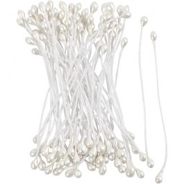 Blütenstaubblätter, L 6,4 cm, D 2 mm, Perlmuttweiß, 100 Stk/ 1 Pck [HOB-610352]