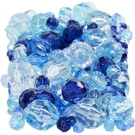 Facettenperlen, Größe 4-12 mm, Lochgröße 1-2,5 mm, Harmonie in Blau, 250 g/ 1 Pck [HOB-61882]