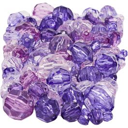 Facettenperlen, Größe 4-12 mm, Lochgröße 1-2,5 mm, Flieder, 250 g/ 1 Pck [HOB-61883]