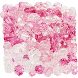 Facettenperlen, Größe 4-12 mm, Lochgröße 1-2,5 mm, Pink (081), 250 g/ 1 Pck [HOB-61884]