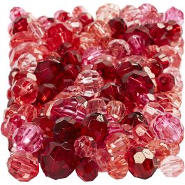 Facettenperlen, Größe 4-12 mm, Lochgröße 1-2,5 mm, Rottöne, 250 g/ 1 Pck [HOB-61885]