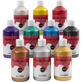 Temperafarbe Metallic, Sortierte Farben, 10x300 ml/ 1 Pck [HOB-629890]