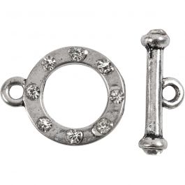 Antiksilber, L 17 mm, D 20 mm, Lochgröße 2 mm, 1 Set [HOB-63267]