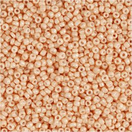 Rocailleperlen, D 1,7 mm, Größe 15/0, Lochgröße 0,5-0,8 mm, Hellpfirsich, 25 g/ 1 Pck [HOB-686780]