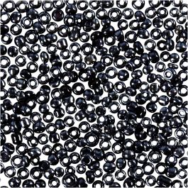 Rocailleperlen, D 1,7 mm, Größe 15/0, Lochgröße 0,5-0,8 mm, Dunkelgrau, 25 g/ 1 Pck [HOB-686820]