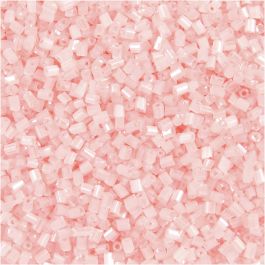 Rocaille Seed Beads 2-cut, D 1,7 mm, Größe 15/0, Lochgröße 0,5 mm, Transparent Rosa, 25 g/ 1 Pck [HOB-687820]
