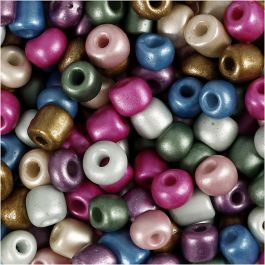Rocailleperlen, D 5 mm, Größe 4/0, Lochgröße 1,2 mm, Metallic-Farben, 720 g/ 1 Dose [HOB-691203]