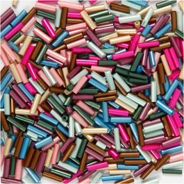 Bead Mix, L 6 mm, D 1,5-2 mm, Lochgröße 1 mm, Metallic-Farben, 130 g/ 1 Pck [HOB-691220]