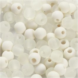 Kunststoffperlen, D 6 mm, Lochgröße 2 mm, ca. 150 Stk, Creme, 40 g/ 1 Pck [HOB-69588]