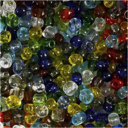 Rocailleperlen, D 4 mm, Größe 6/0, Lochgröße 0,9-1,2 mm, Glänzend transparent, 130 g/ 1 Pck [HOB-696723]