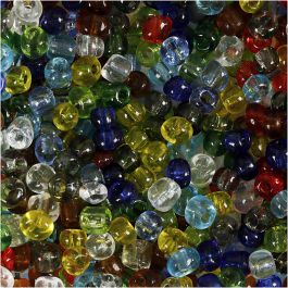 Rocailleperlen, D 4 mm, Größe 6/0, Lochgröße 0,9-1,2 mm, Glänzend transparent, 1000 g/ 1 Pck [HOB-696724]