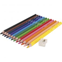 Edu Jumbo Buntstifte, Dicke 10 mm, Mine 5 mm, Sortierte Farben, 12 Stk/ 1 Pck [HOB-409814]