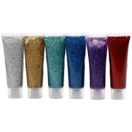 Glitter-Gel, Sortierte Farben, 6x18 ml/ 1 Pck [HOB-76142]