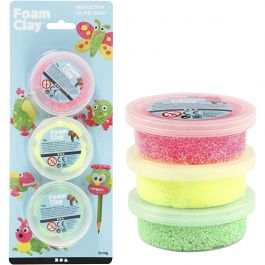 Foam Clay® , Hellgrün, Neonpink, Neongelb, 3x14 g/ 1 Pck [HOB-78141]