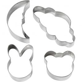 Ausstechformen, Wolke, Hase, Bär, Mond, H 10 cm, 4 Stk/ 1 Pck [HOB-782888]