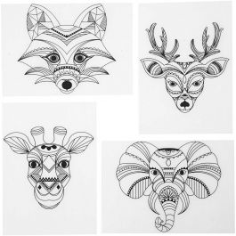 Plastikschrumpfplatten mit Motiven, Wilde Tiere, Blatt 10,5x14,5 cm, Dicke 0,3 mm, Matt transparent, 4 Bl./ 1 Pck [HOB-79067]