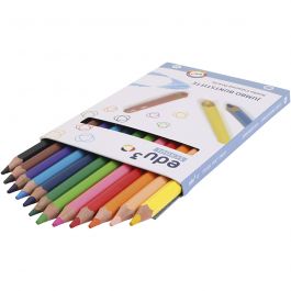 edu3 Jumbo-Buntstifte, Dicke 10 mm, Mine 5 mm, Sortierte Farben, 12 Stk/ 1 Pck [HOB-409812]