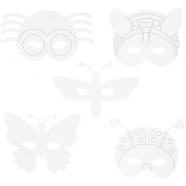 Insekten-Masken, H 14-17 cm, B 19,5-23 cm, 230 g, Weiß, 16 Stk/ 1 Pck [HOB-95215]