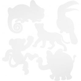 Dschungeltiere, H 14-25 cm, B 12-23 cm, 230 g, Weiß, 16 Stk/ 1 Pck [HOB-95218]