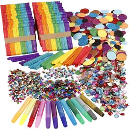 Glitzer und Holzstäbchen, Sortierte Farben, 1 Set [HOB-97435]