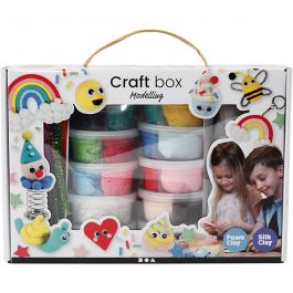 Modellier-Box mit Foam Clay® und Silk Clay®, Modellieren, Sortierte Farben, 1 Set [HOB-98120]